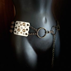 Vintage Adjustable White Boujee Belt